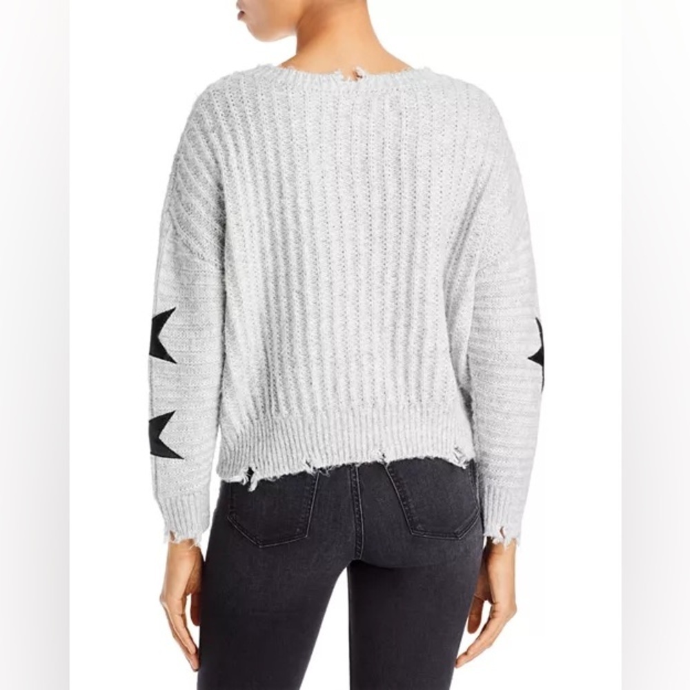 Vintage Havana NWT Gray & Black Star Patch Distressed Sweater Women’s Size M